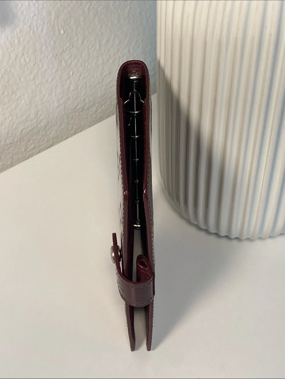 Vintage Louis Vuitton Matte Vernis Agenda PM In Burgundy COA - Picture 10 of 12